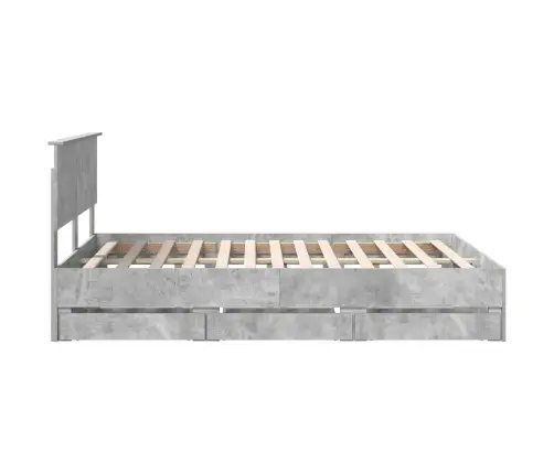 Gultas Rāmis Betona Pelēks 140 X 190 Cm Inženieru Koks Vidaxl