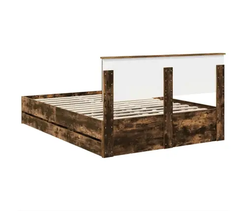 Voodi Raam Sahtliga Suitsetatud Tamm 140 X 190 Cm Inseneripuit