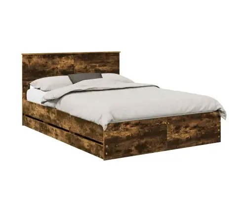 Voodi Raam Sahtliga Suitsetatud Tamm 140 X 190 Cm Inseneripuit