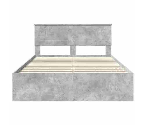 Gultas Rāmis Betona Pelēks 140 X 200 Cm Inženieru Koks Vidaxl