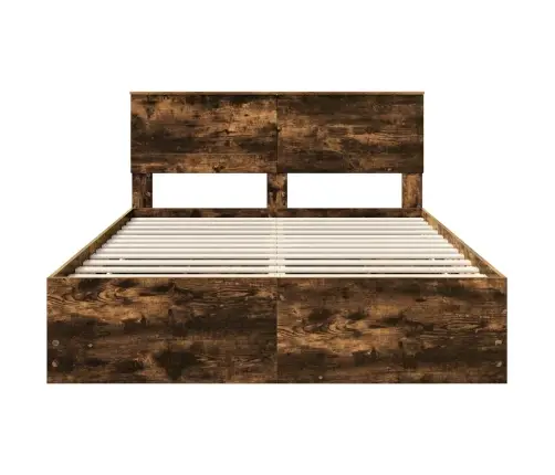 Voodi Raam Sahtliga Suitsetatud Tamm 140 X 200 Cm Inseneripuit