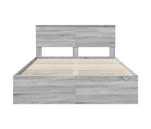 Gultas Rāmis Pelēks Sonoma 140 X 200 Cm Inženieru Koks Vidaxl