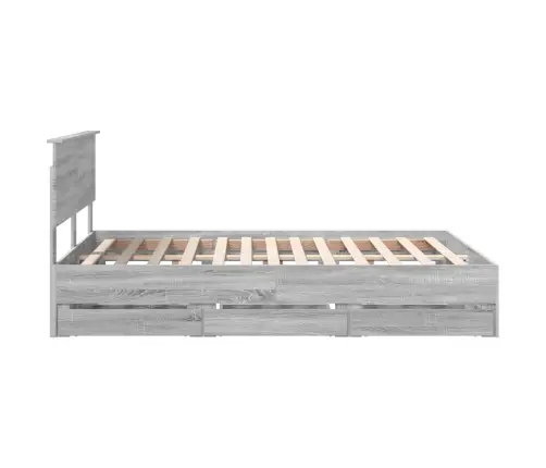 Gultas Rāmis Pelēks Sonoma 140 X 200 Cm Inženieru Koks Vidaxl