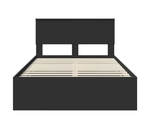 Gultas Rāmis Ar Atvilktni Melna 135 X 190 Cm Inženieru Koks Vidaxl