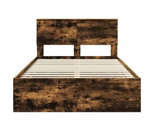 Gultas Rāmis Dūmaka Ozols 135 X 190 Cm Inženieru Koks Vidaxl