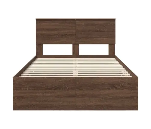 Gultas Rāmis Brūns Ozols 135 X 190 Cm Inženieru Koks Vidaxl