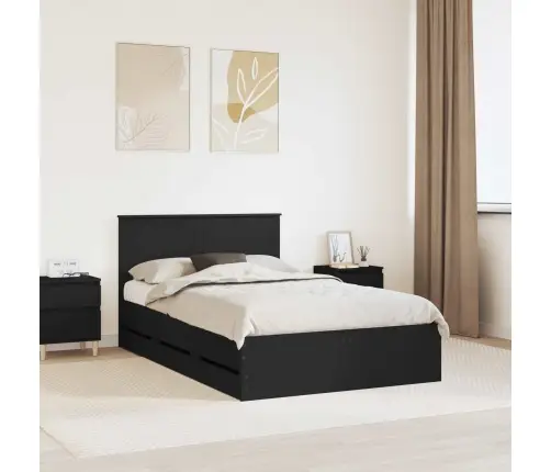 Gultas Rāmis Ar Atvilktni Melna 120 X 190 Cm Inženieru Koks Vidaxl