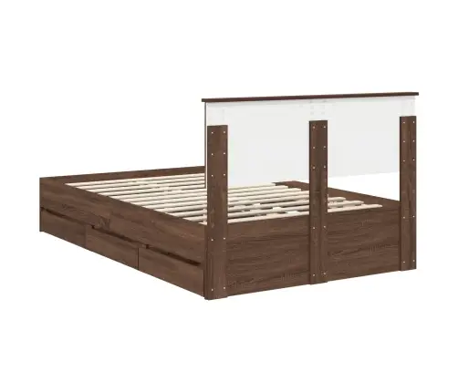 Voodi Raam Sahtliga Peaga Pruun Tamme 120 X 190 Cm Inseneripuit