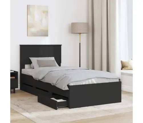 Voodi Raam Sahtliga Peaga Must 100 X 200 Cm Inseneripuit