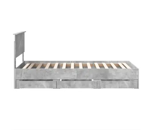 Gultas Rāmis Betona Pelēks 100 X 200 Cm Inženieru Koks Vidaxl