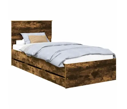 Voodi Raam Sahtliga Suitsetatud Tamm 100 X 200 Cm Inseneripuit