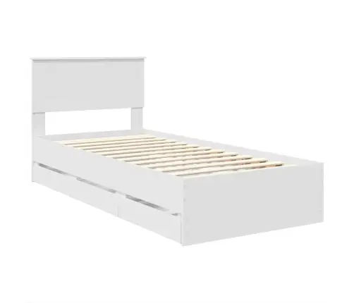 Gultas Rāmis Ar Atvilktni Balts 90 X 190 Cm Inženieru Koks Vidaxl