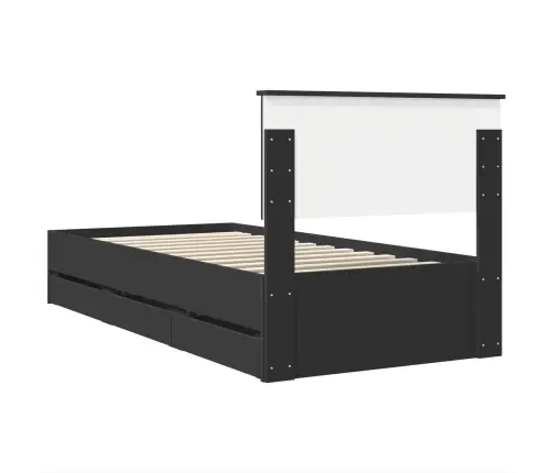 Gultas Rāmis Ar Atvilktni Melna 90 X 190 Cm Inženieru Koks Vidaxl