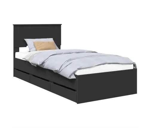 Gultas Rāmis Ar Atvilktni Melna 90 X 190 Cm Inženieru Koks Vidaxl