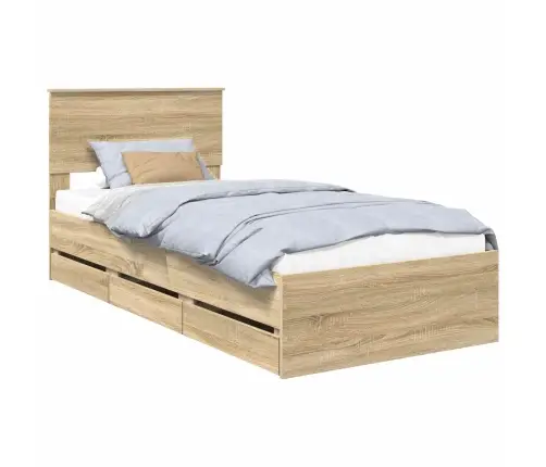 Gultas Rāmis Sonoma Ozols 90 X 190 Cm Inženieru Koks Vidaxl