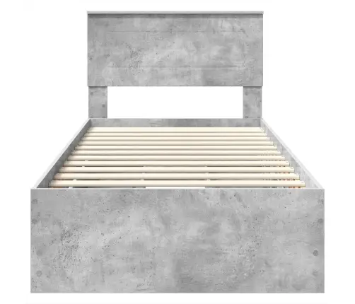 Gultas Rāmis Betona Pelēks 90 X 190 Cm Inženieru Koks Vidaxl