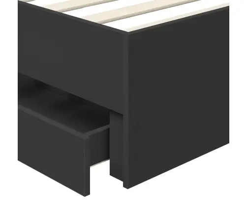 Gultas Rāmis Ar Atvilktni Melna 90 X 200 Cm Inženieru Koks Vidaxl