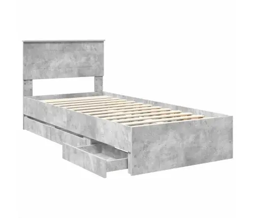 Gultas Rāmis Betona Pelēks 90 X 200 Cm Inženieru Koks Vidaxl