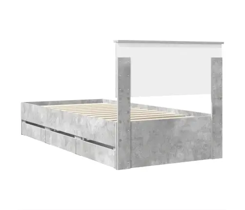 Gultas Rāmis Betona Pelēks 90 X 200 Cm Inženieru Koks Vidaxl