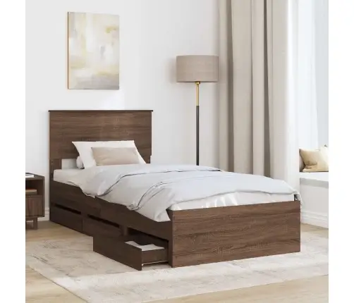 Voodi Raam Sahtliga Peaga Pruun Tamme 90 X 200 Cm Inseneripuit