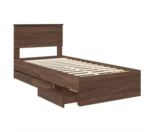 Voodi Raam Sahtliga Peaga Pruun Tamme 90 X 200 Cm Inseneripuit