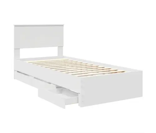 Gultas Rāmis Ar Atvilktni Balts 75 X 190 Cm Inženieru Koks Vidaxl