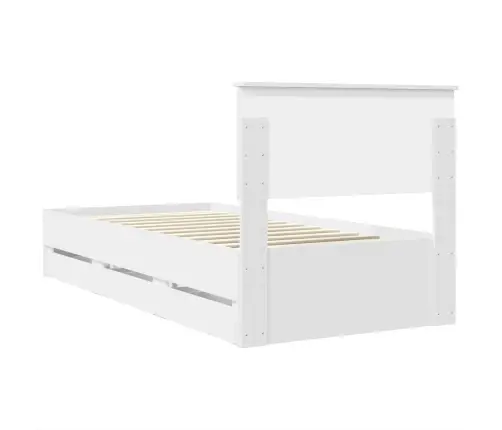 Gultas Rāmis Ar Atvilktni Balts 75 X 190 Cm Inženieru Koks Vidaxl