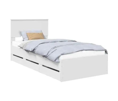 Gultas Rāmis Ar Atvilktni Balts 75 X 190 Cm Inženieru Koks Vidaxl