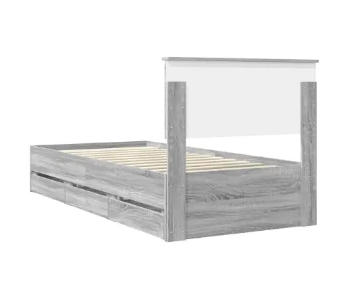 Gultas Rāmis Pelēks Sonoma 75 X 190 Cm Inženieru Koks Vidaxl