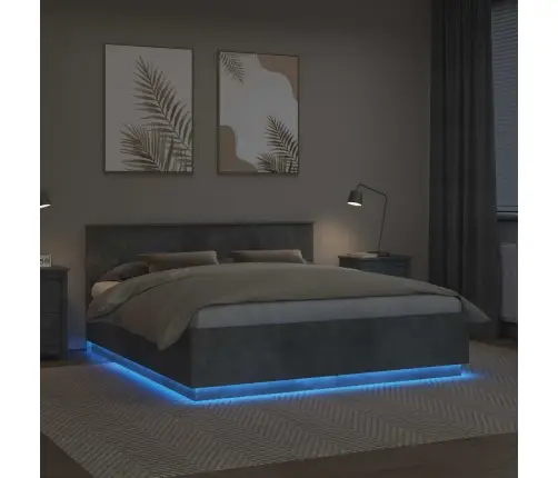 Lovos Rėmas Betono Pilka 200 X 200 Cm Apdirbta Mediena