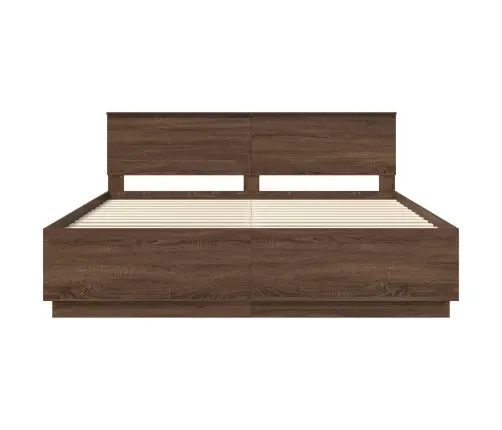 Gultas Rāmis Brūns Ozols 200 X 200 Cm Inženierijas Koks Vidaxl