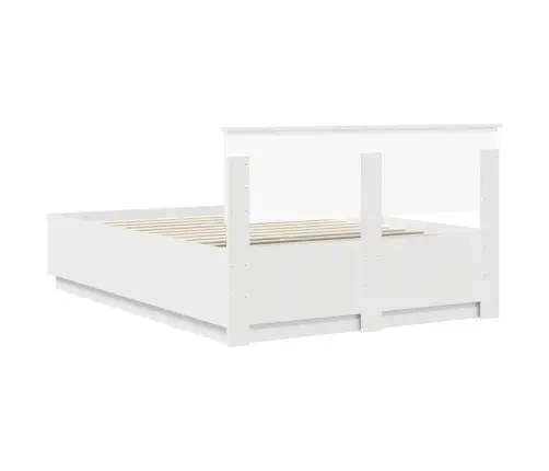 Lovos Rėmas Su Galvūgalio Balta 150 X 200 Cm Apdirbta Mediena