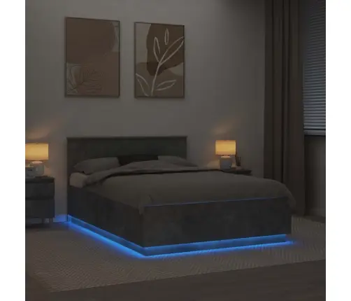 Gultas Rāmis Betona Pelēks 150 X 200 Cm Inženierijas Koks Vidaxl