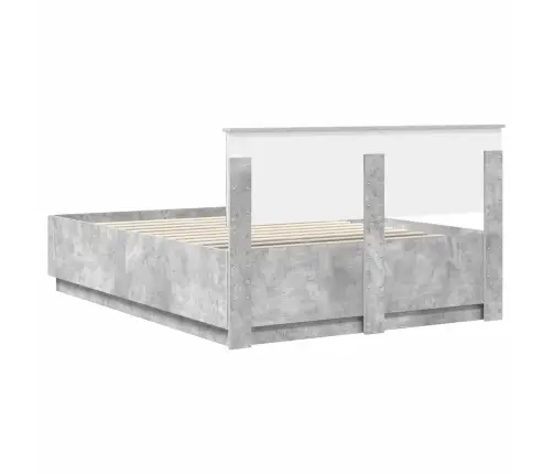 Gultas Rāmis Betona Pelēks 150 X 200 Cm Inženierijas Koks Vidaxl