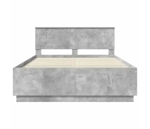 Gultas Rāmis Betona Pelēks 150 X 200 Cm Inženierijas Koks Vidaxl