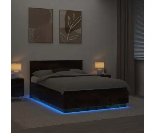 Gultas Rāmis Dūmaka Ozols 150 X 200 Cm Inženierijas Koks Vidaxl