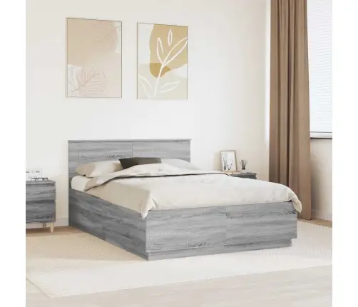 Gultas Rāmis Pelēks Sonoma 150 X 200 Cm Inženierijas Koks Vidaxl