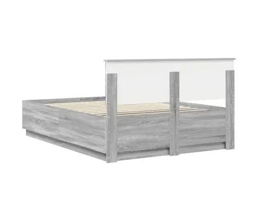 Gultas Rāmis Pelēks Sonoma 150 X 200 Cm Inženierijas Koks Vidaxl