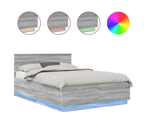 Gultas Rāmis Pelēks Sonoma 150 X 200 Cm Inženierijas Koks Vidaxl