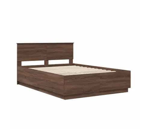 Gultas Rāmis Brūns Ozols 150 X 200 Cm Inženierijas Koks Vidaxl