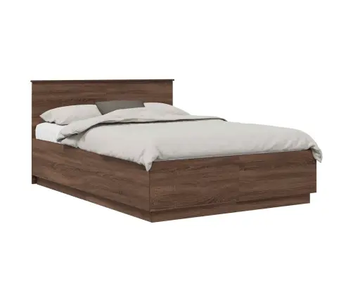 Gultas Rāmis Brūns Ozols 150 X 200 Cm Inženierijas Koks Vidaxl