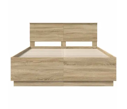 Gultas Rāmis Sonoma Ozols 140 X 190 Cm Inženierijas Koks Vidaxl