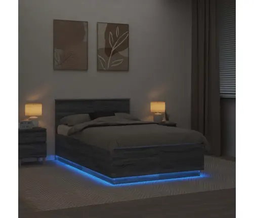 Gultas Rāmis Pelēks Sonoma 135 X 190 Cm Inženierijas Koks Vidaxl