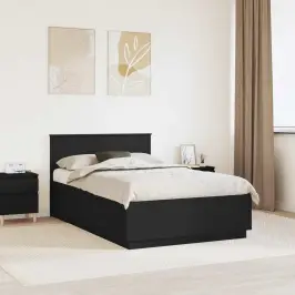 Gultas Rāmis Melna 120 X 190 Cm Inženierijas Koks Vidaxl