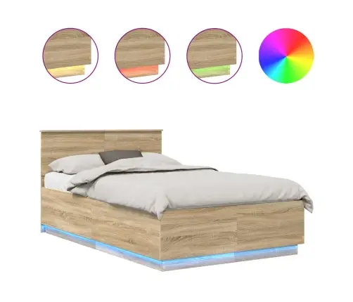 Gultas Rāmis Sonoma Ozols 120 X 190 Cm Inženierijas Koks Vidaxl