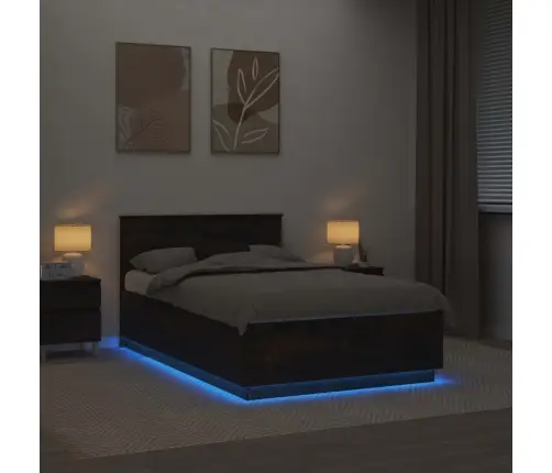 Voodi Raam Peaga Suitsetatud Tamm 120 X 190 Cm Tehispuit