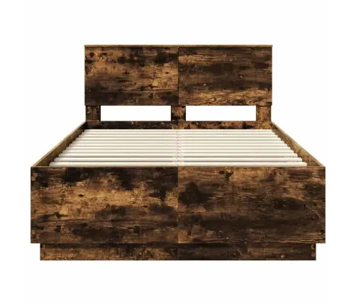 Voodi Raam Peaga Suitsetatud Tamm 120 X 190 Cm Tehispuit