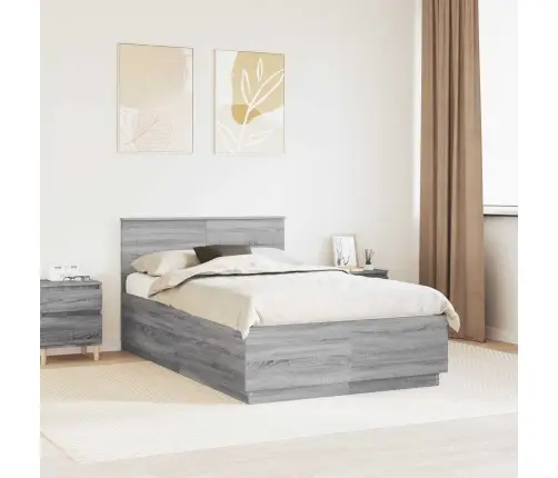 Gultas Rāmis Pelēks Sonoma 120 X 190 Cm Inženierijas Koks Vidaxl