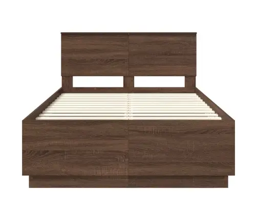 Gultas Rāmis Brūns Ozols 120 X 190 Cm Inženierijas Koks Vidaxl