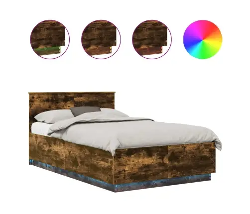 Gultas Rāmis Dūmaka Ozols 120 X 200 Cm Inženierijas Koks Vidaxl